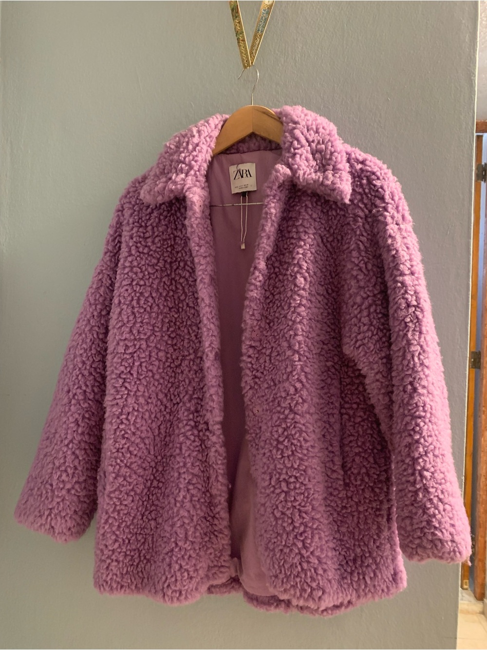 Zara Lilac Teddy Jacket - Plush Faux Shearling Coat